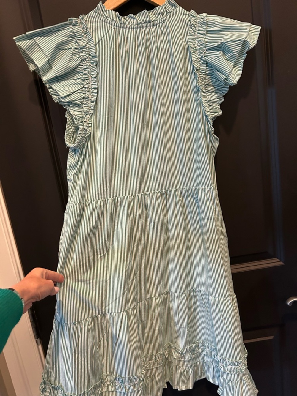 Vineyard Vines Green Stripe Ruffle Dress - Picture 8 of 12